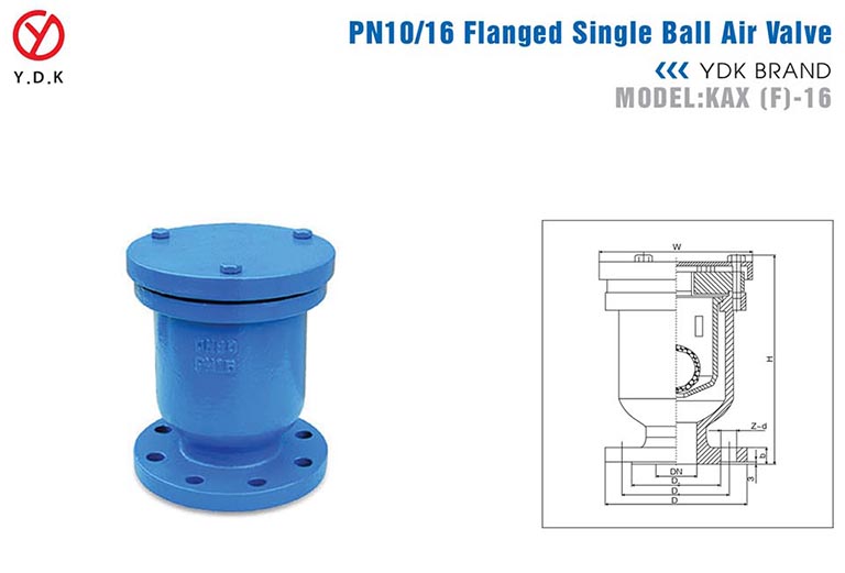 van xả khí mặt bích PN10/16 hiệu YDK Hàn Quốc